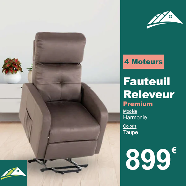 Fauteuil Releveur Premium - 4 Moteurs - Taupe - Modèle Harmonie