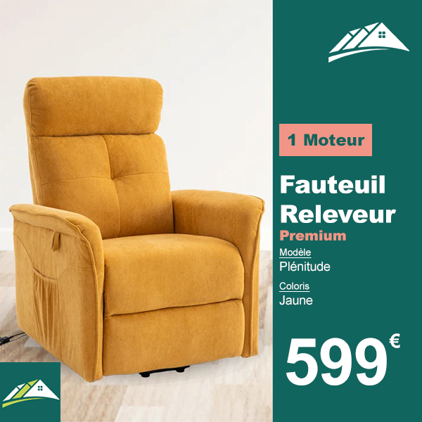 Fauteuil Releveur Premium - 1 Moteur - Jaune - Modèle Plénitude