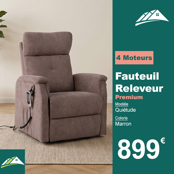 Fauteuil Releveur Premium - 4 Moteurs - Vert - Modèle Quiétude