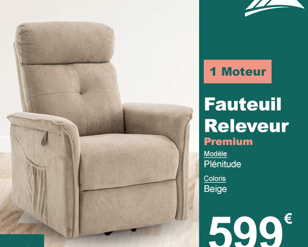Fauteuil Releveur Premium - 1 Moteur - Beige - Modèle Plénitude