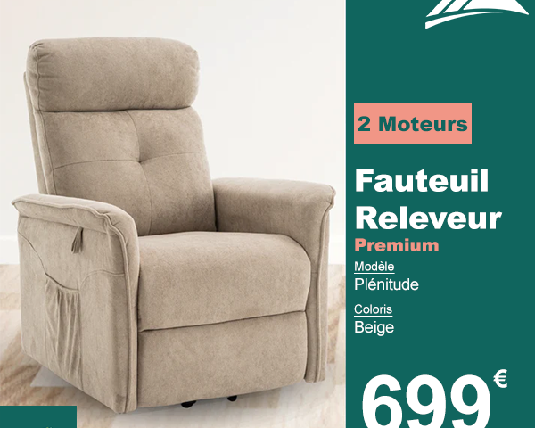 Fauteuil Releveur Premium - 2 Moteurs - Beige - Modèle Plénitude