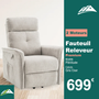 Fauteuil Releveur Premium - 2 Moteurs - Gris Clair - Modèle Plénitude