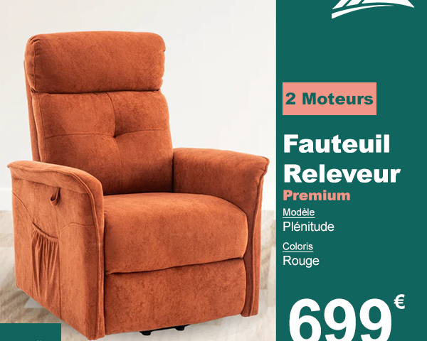 Fauteuil Releveur Premium - 2 Moteurs - Rouge - Modèle Plénitude