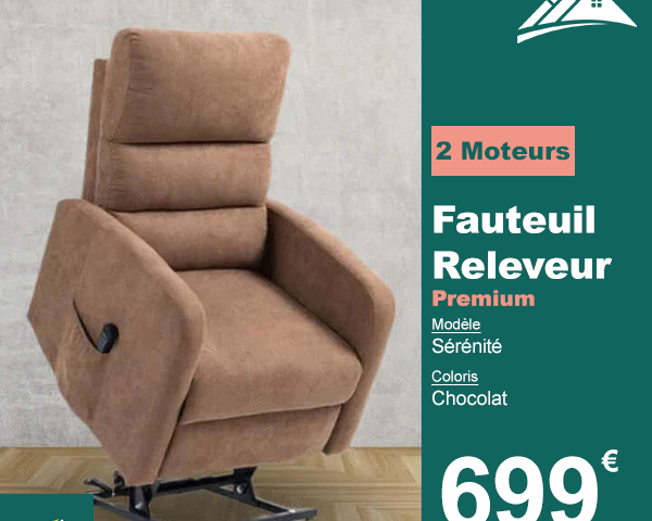 Fauteuil Releveur Premium - 2 Moteurs - Chocolat - Modèle Sérénité